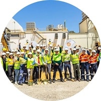 A group shot from the Wagerup Battery launch at Wagerup Power Station.